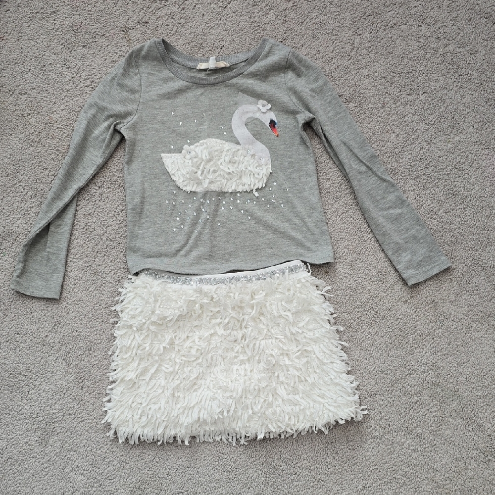 Gray and White Swan Kids Matching Set